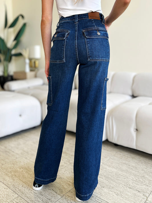 Dulce High-Waist Straight Cargo Jeans | Judy Blue