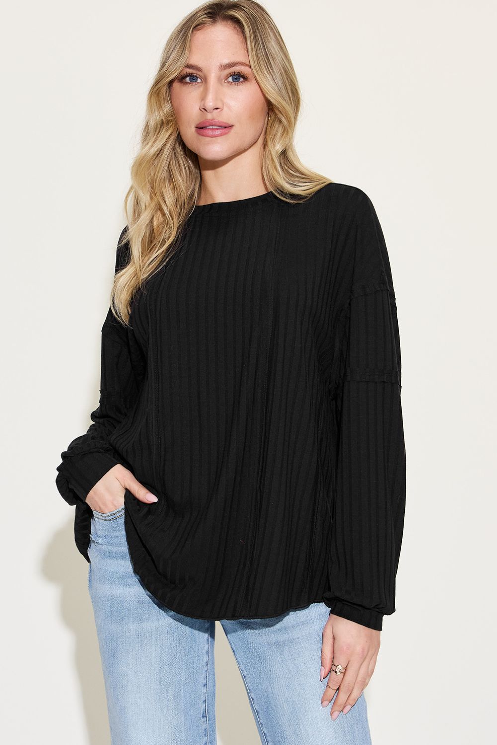 Ribbed Long Sleeve Top | Multiple Colors