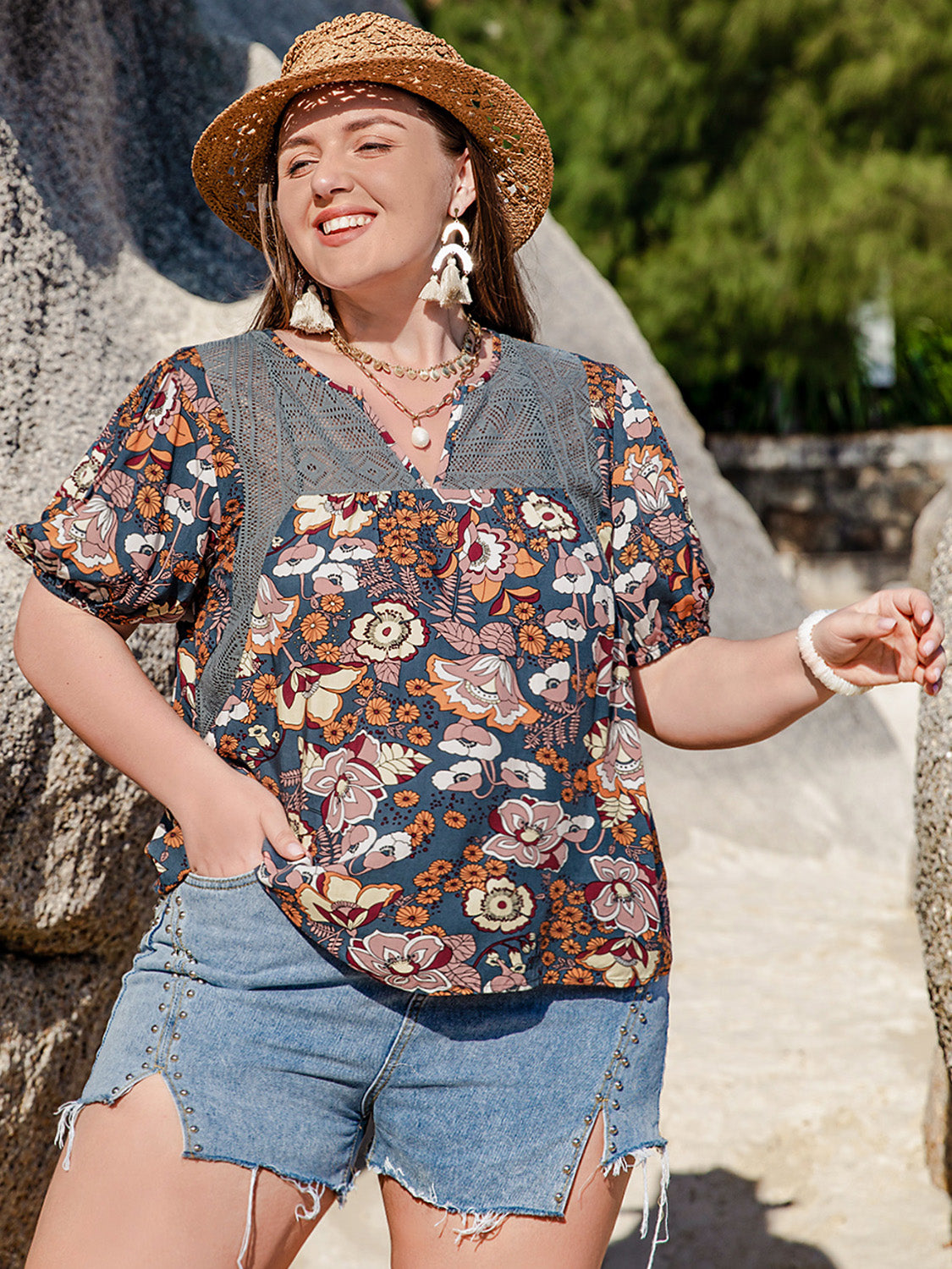 Freyja Notched Blouse | Curvy