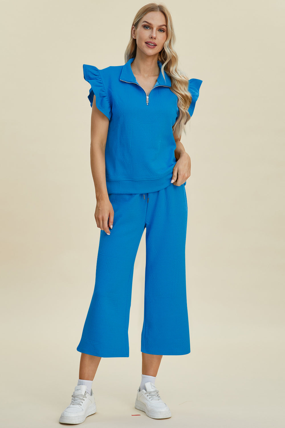 Azaria Ruffle Short Sleeve Top & Wide Leg Pants Set | Multiple Colors