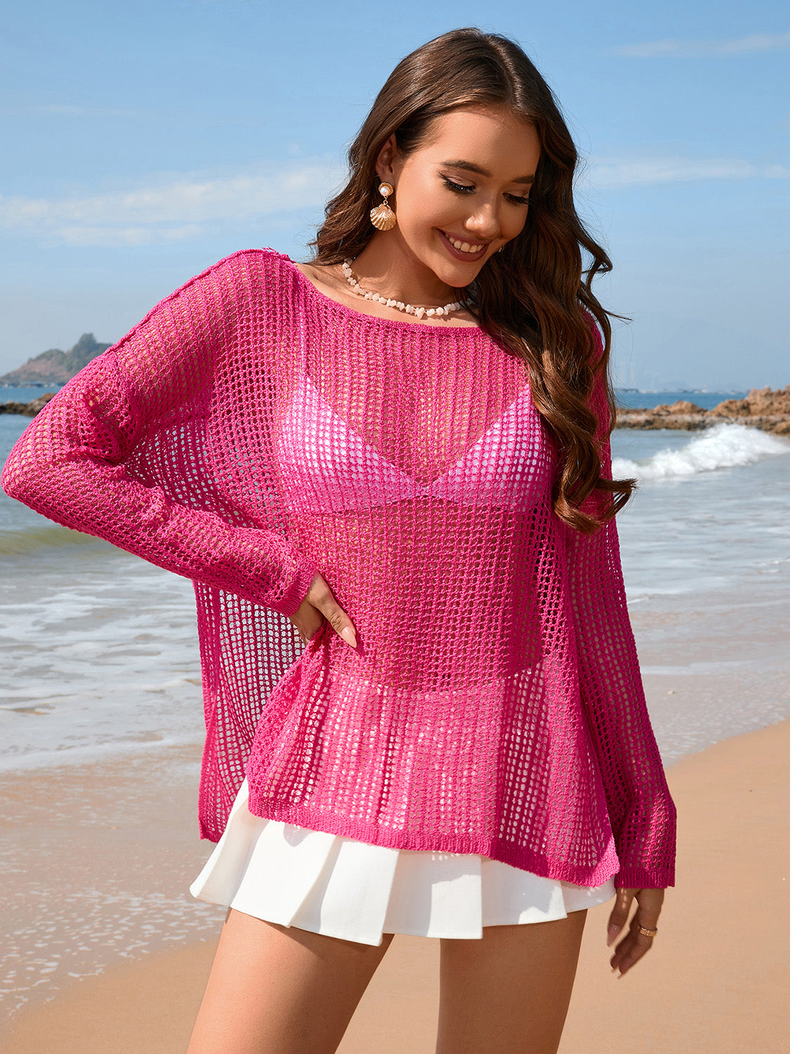 Openwork Boat Neck Cover-Up | Multiple Colors