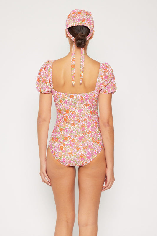 Floral Puff Sleeve One-Piece Swimsuit