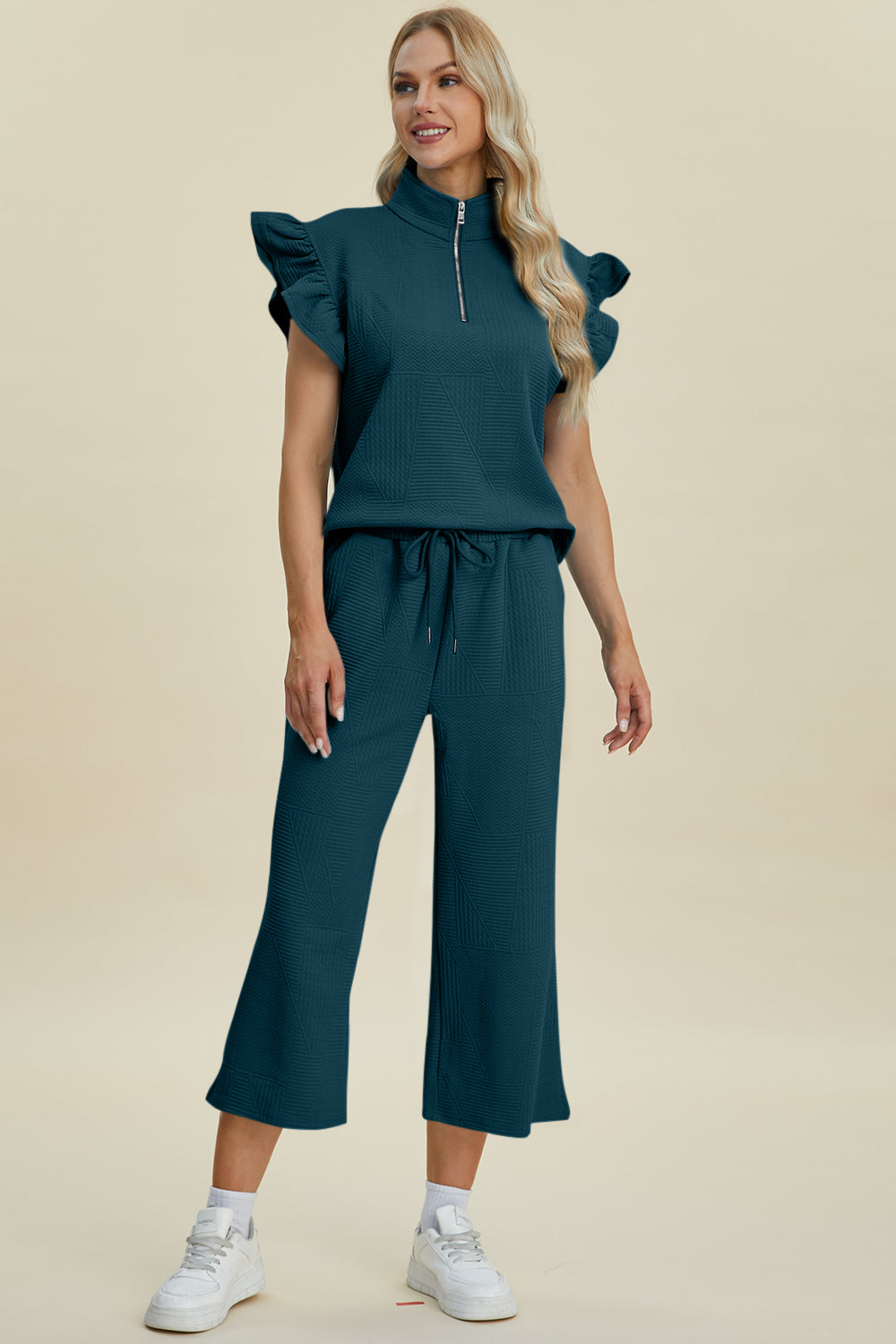 Azaria Ruffle Short Sleeve Top & Wide Leg Pants Set | Multiple Colors