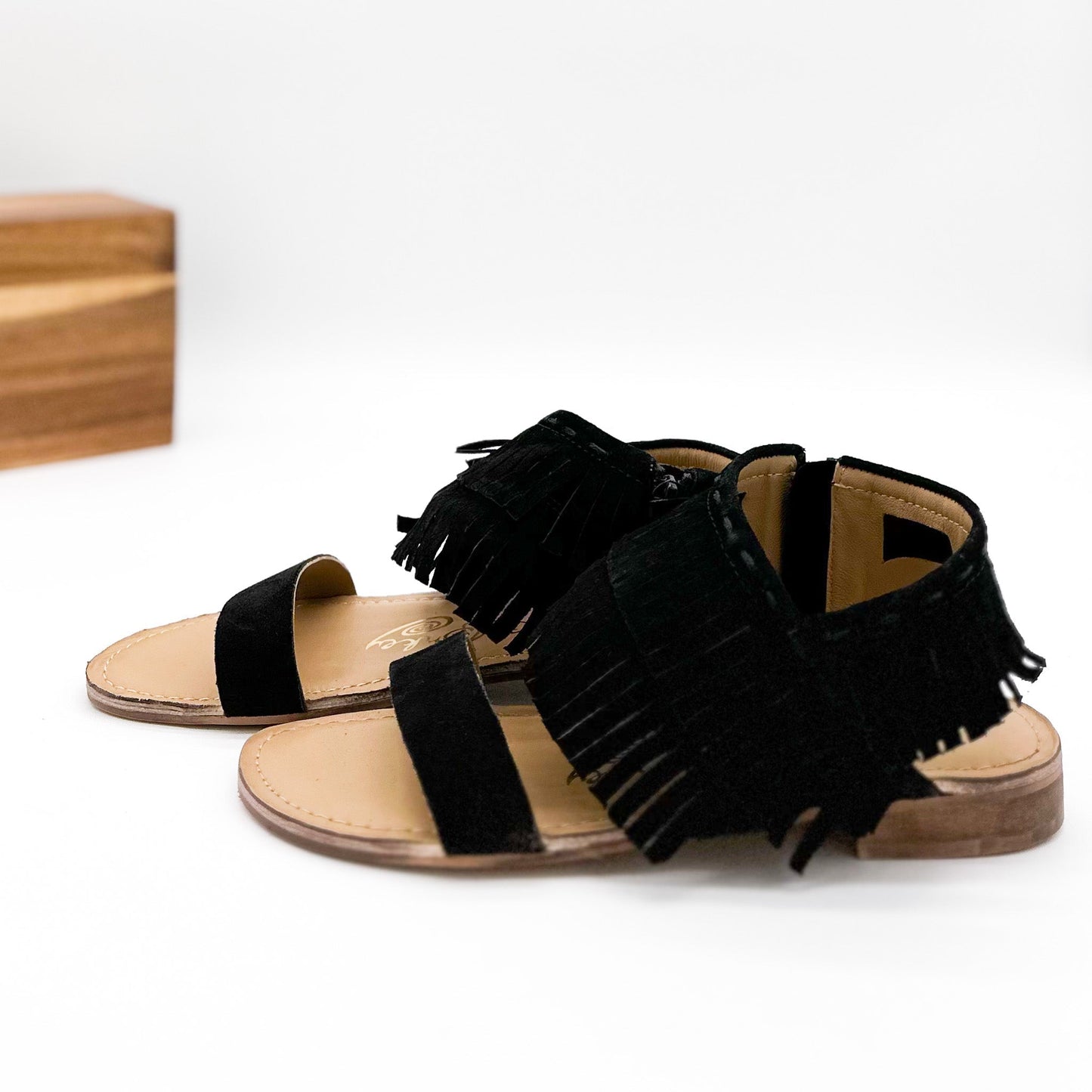 Fringe Star Sandals | Black