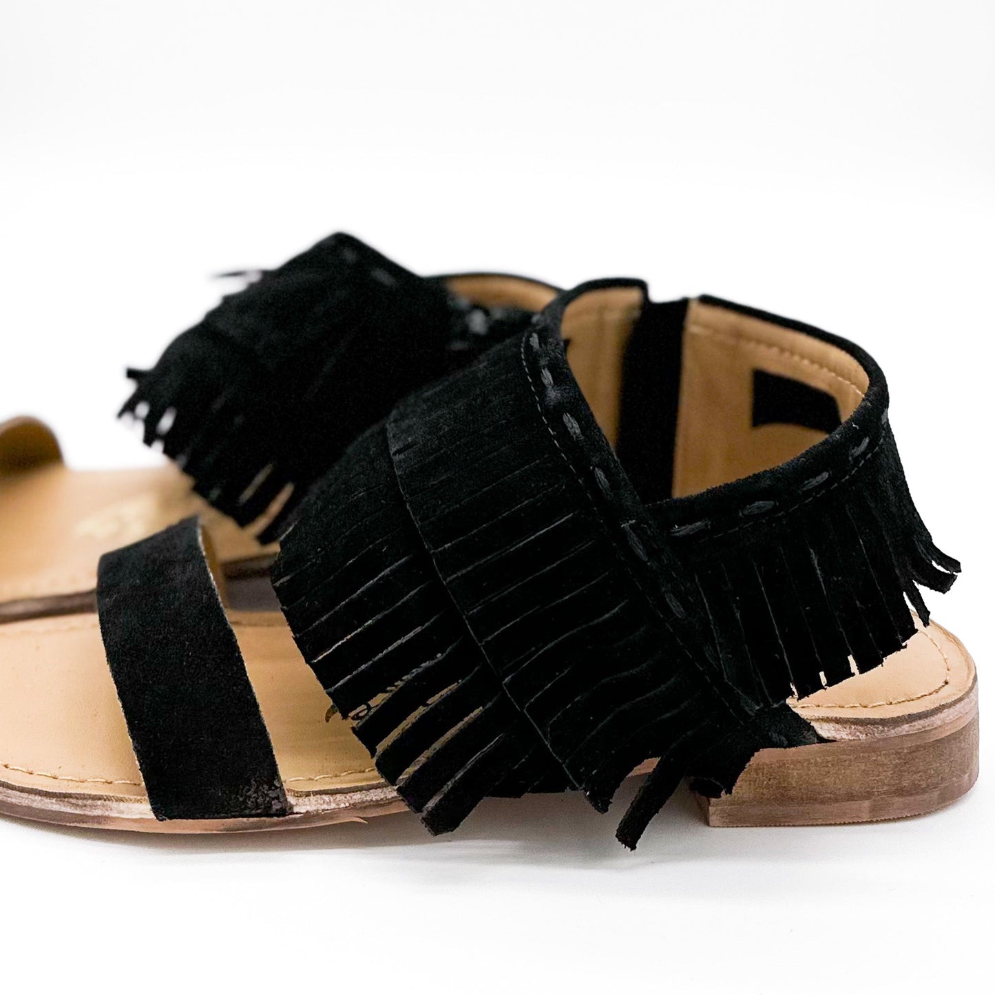 Fringe Star Sandals | Black