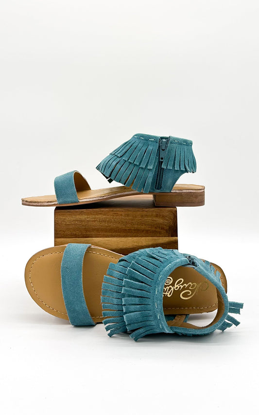 Fringe Star Sandals | Teal