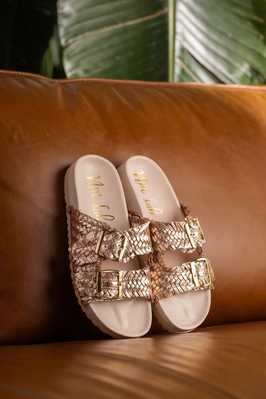 Cheyenne Strap Slides | Champagne