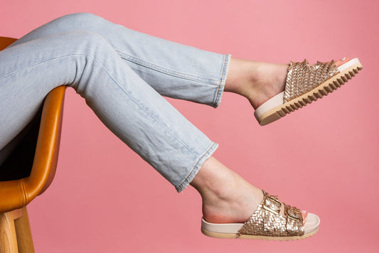 Cheyenne Strap Slides | Champagne