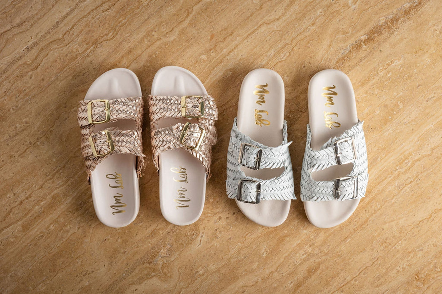 Cheyenne Strap Slides | Champagne