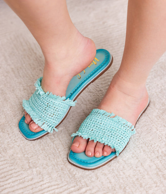 Juana Woven Sandals | Aqua Blue