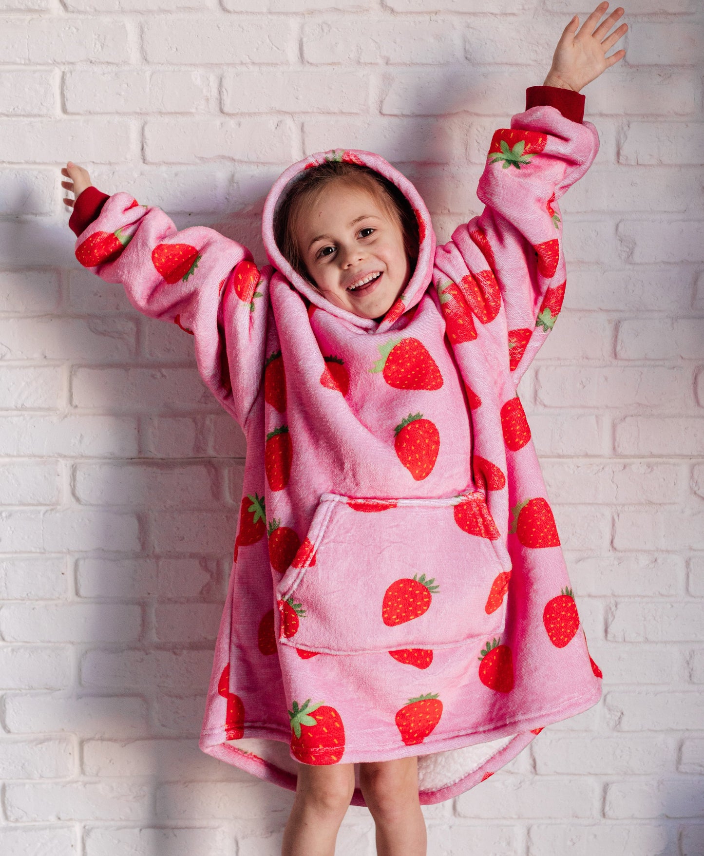 Adelynn Oversized Hoodie Blanket | Strawberry | Kid's