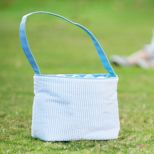 Seersucker Easter Bucket | Blue