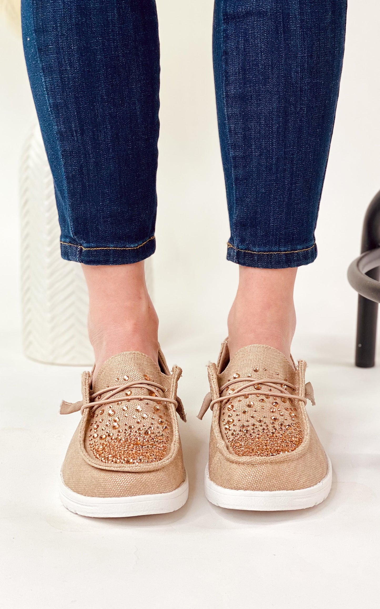 Maco Boat Shoes | Rose Gold Rhinestone