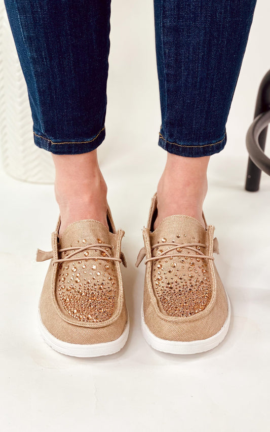 Maco Boat Shoes | Rose Gold Rhinestone