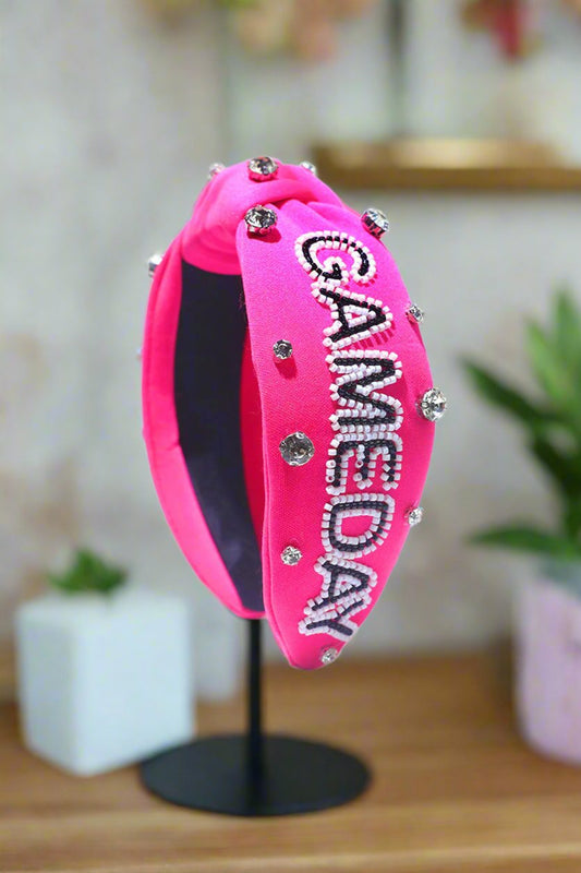 Gameday Top Knot Headband | Hot Pink