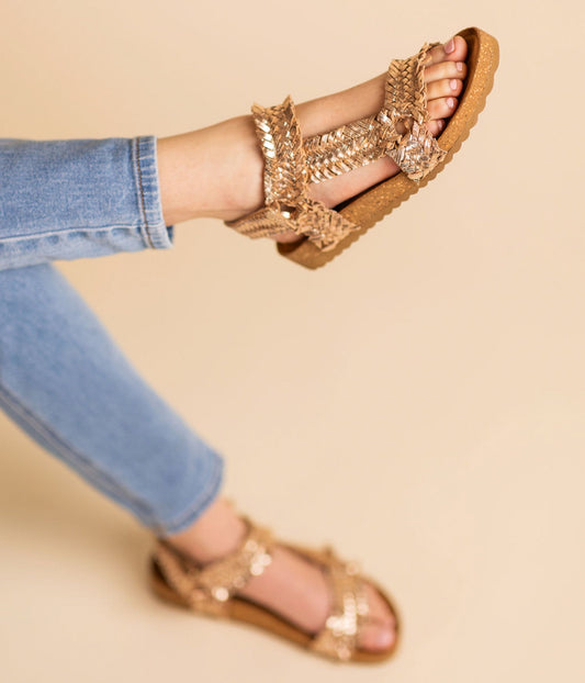 River Dance Woven Sandals | Champagne