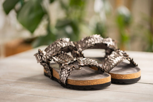 River Dance Leather Sandals | Pewter