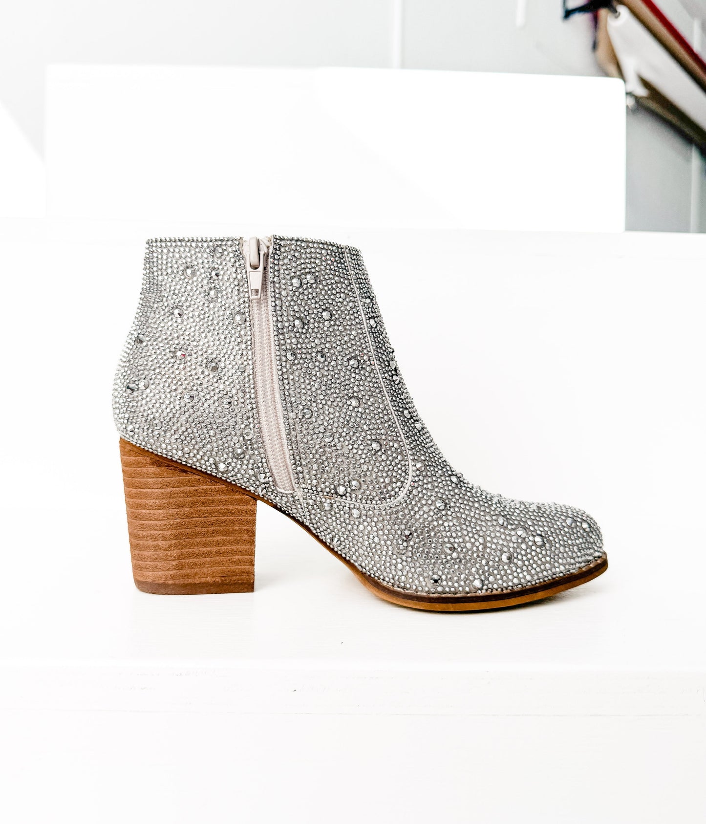 Shine Star Rhinestone Booties | Silver