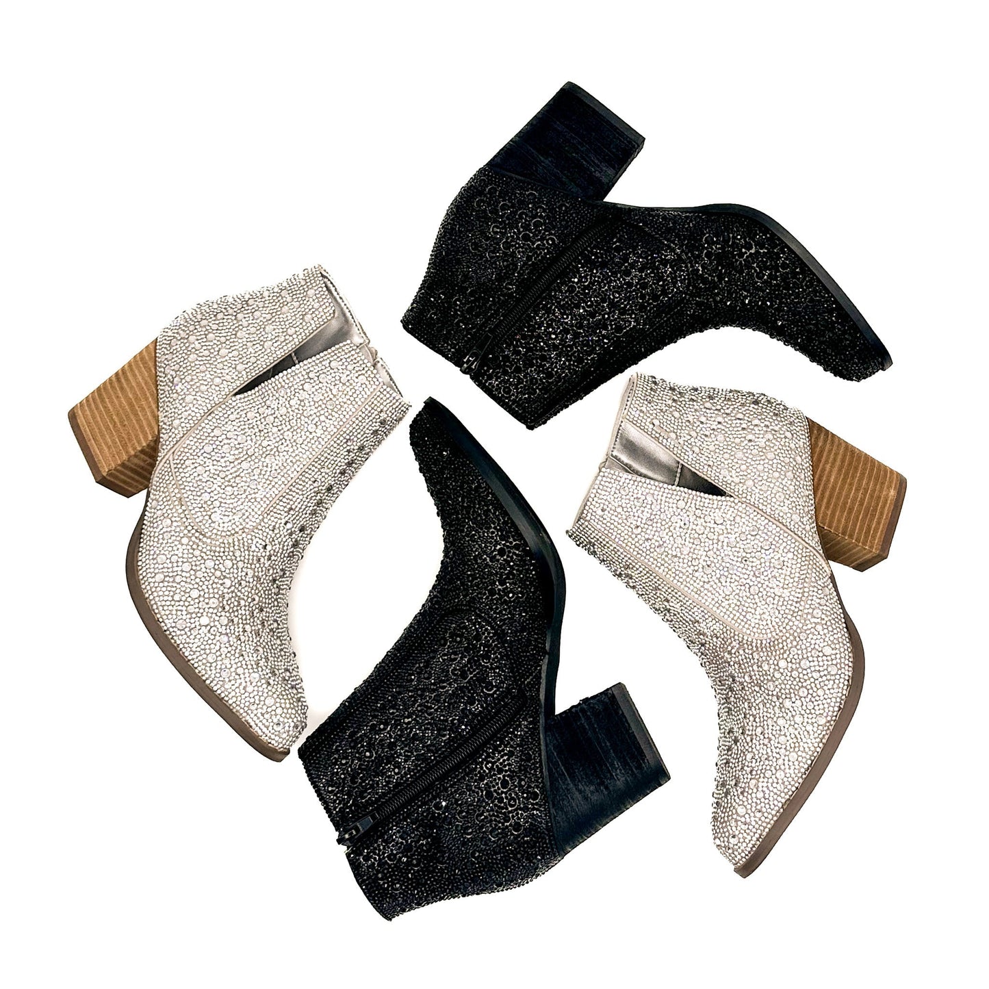 Shine Star Rhinestone Booties | Silver