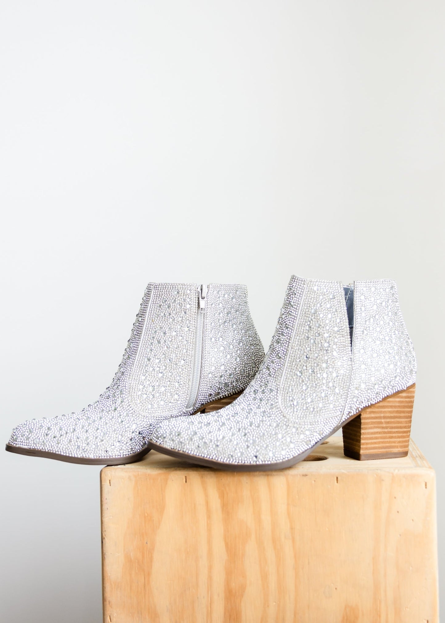 Shine Star Rhinestone Booties | Silver