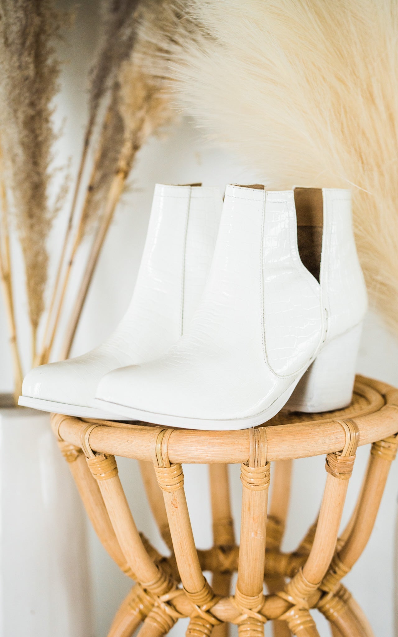 Tarim Booties | White Croc