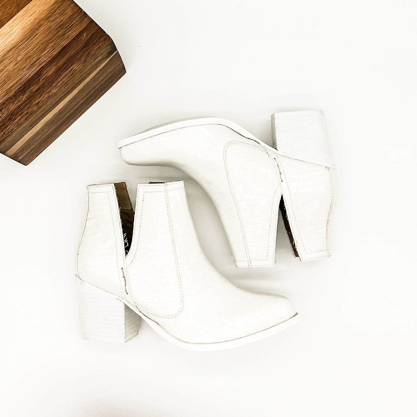 Tarim Booties | White Croc