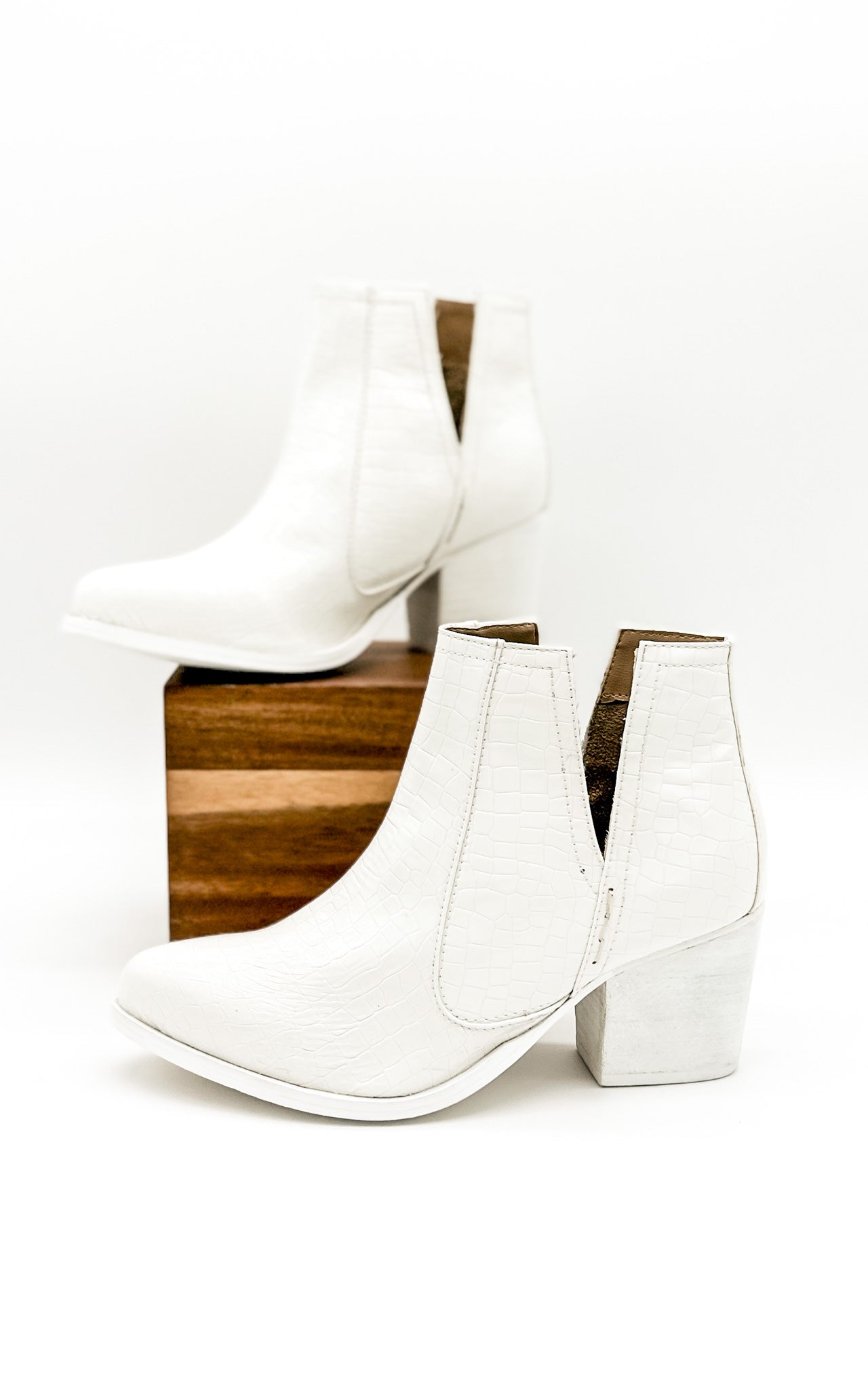 Tarim Booties | White Croc