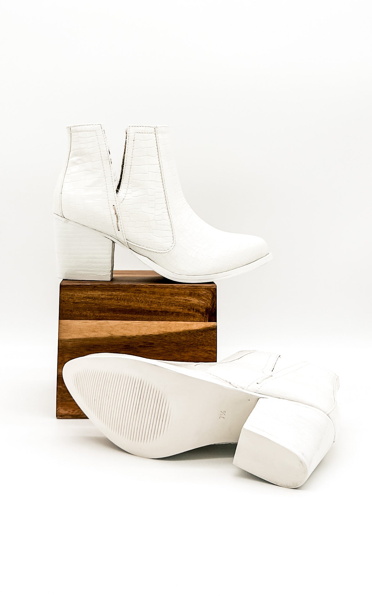 Tarim Booties | White Croc