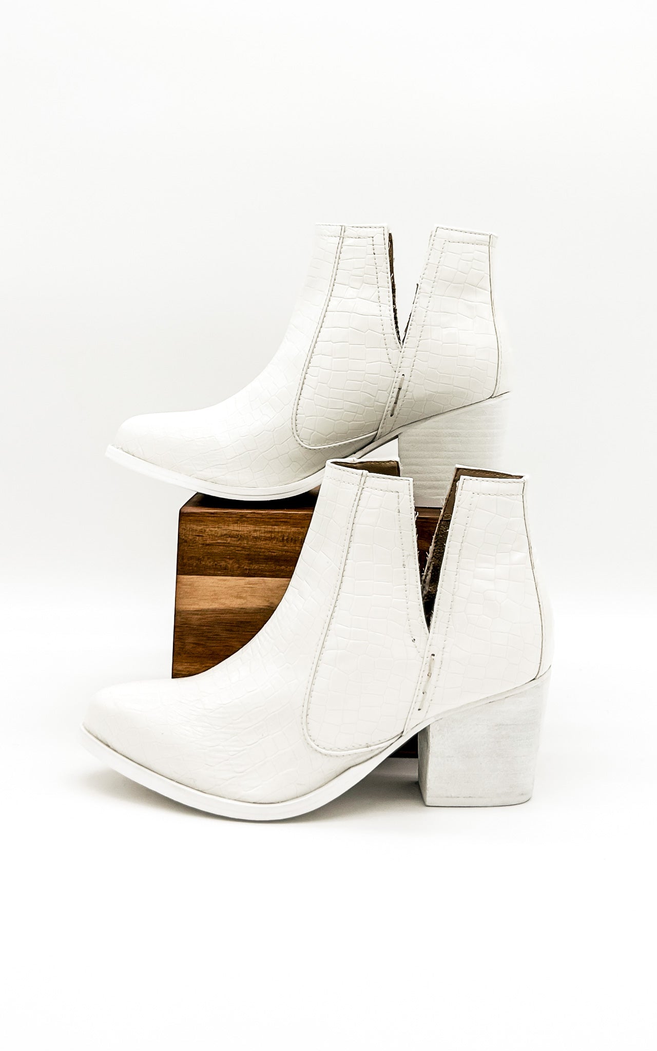 Tarim Booties | White Croc