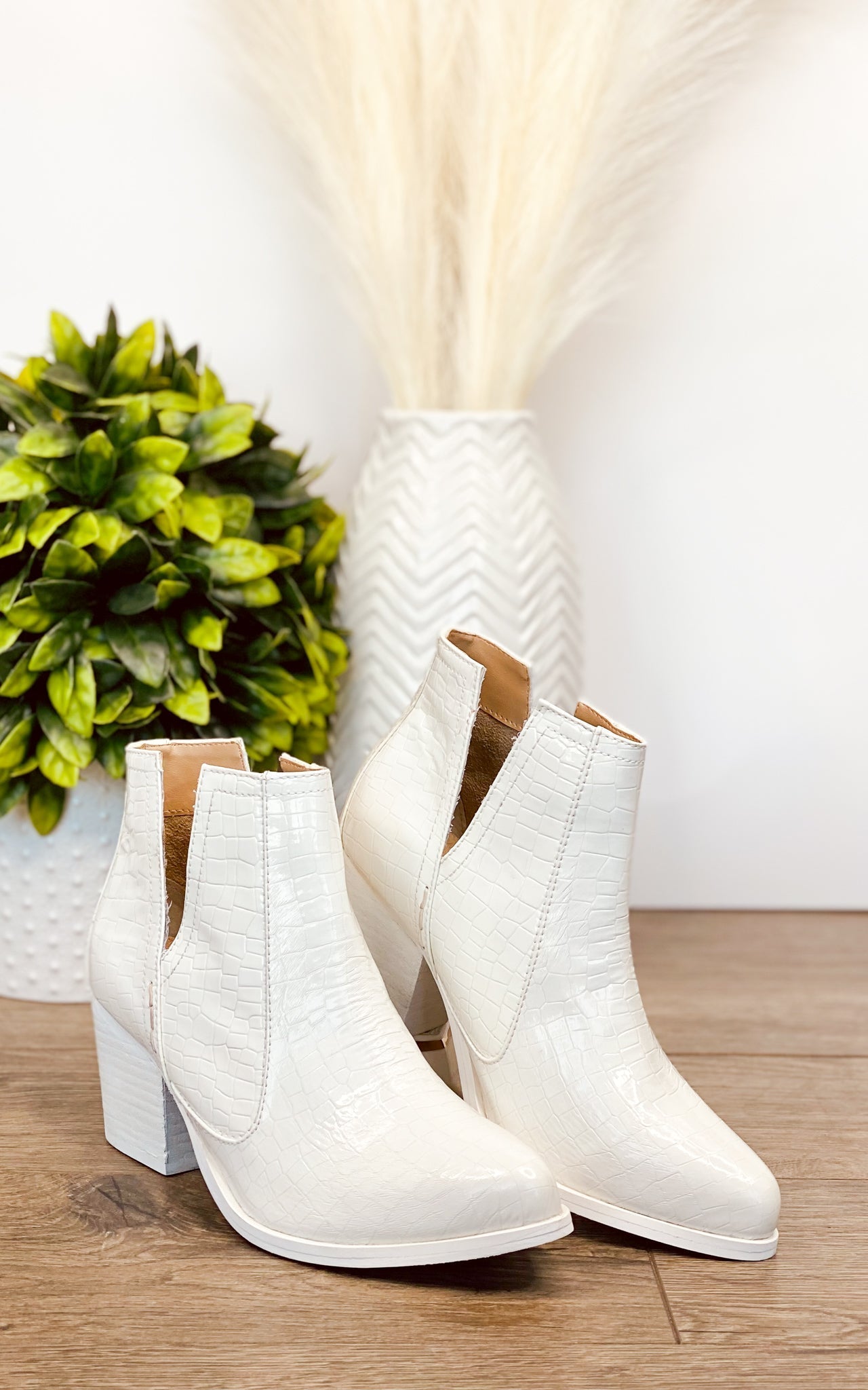 Tarim Booties | White Croc