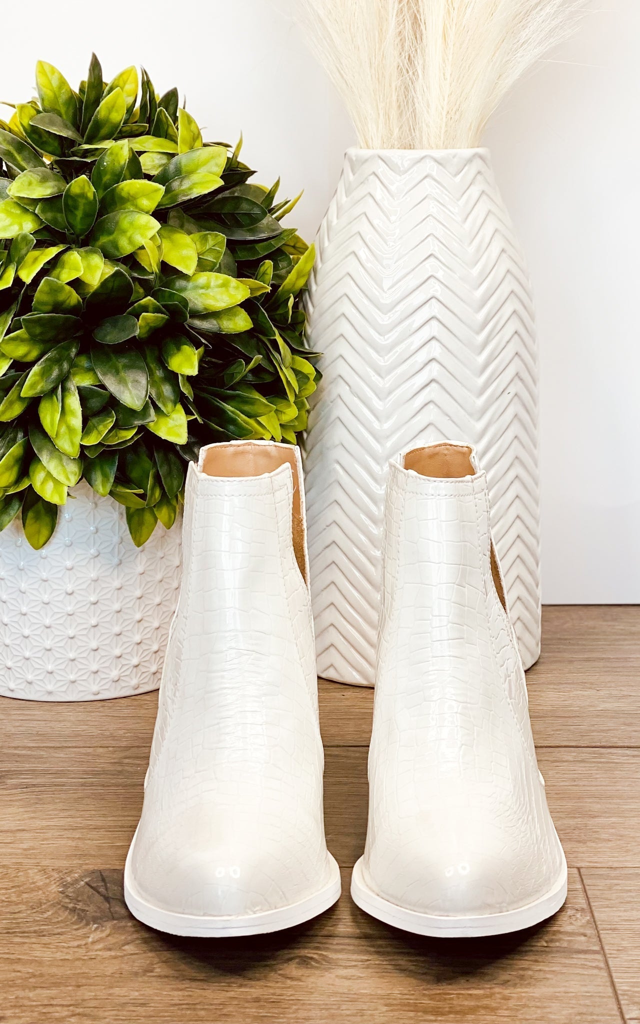 Tarim Booties | White Croc