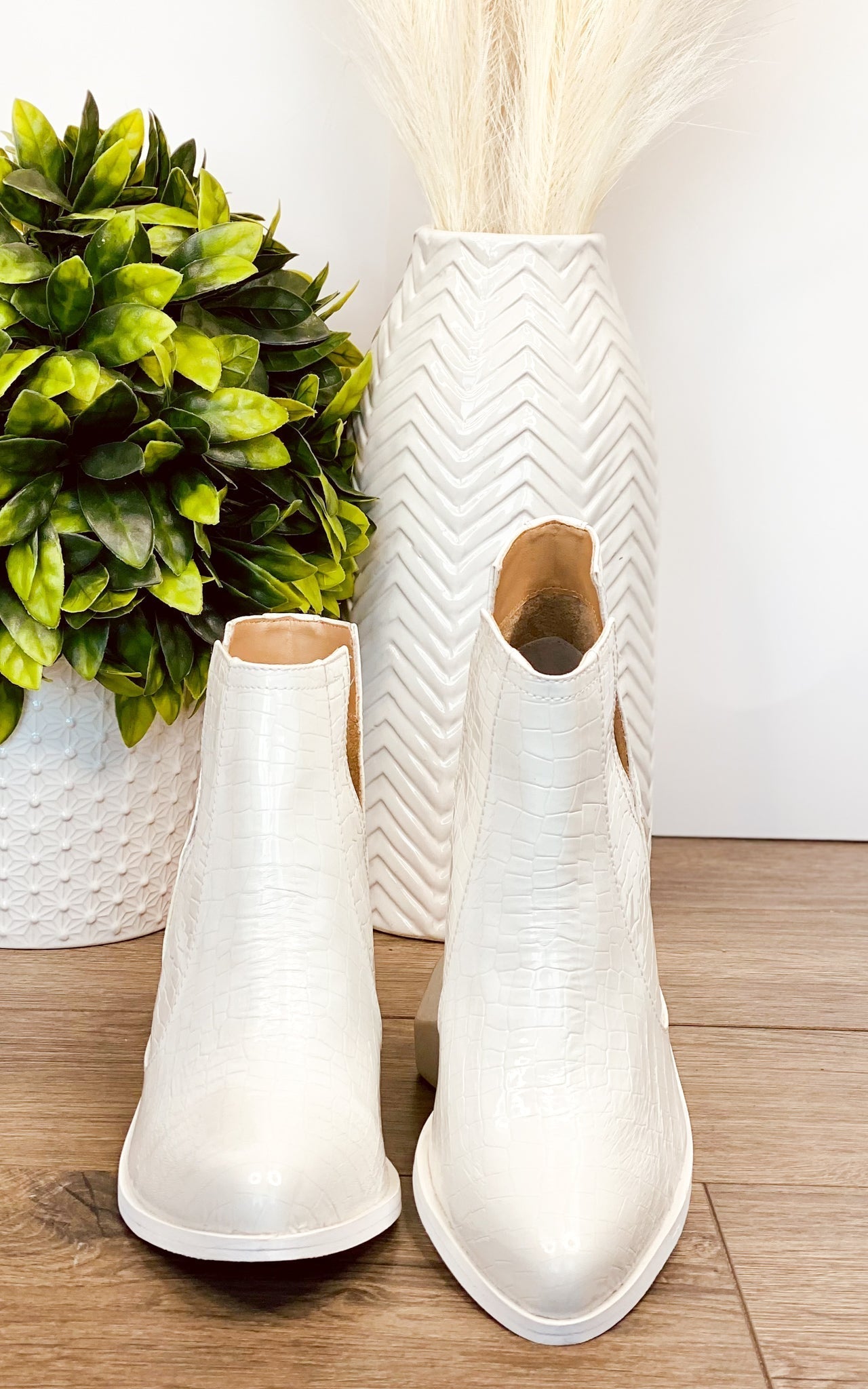 Tarim Booties | White Croc