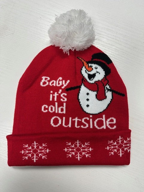 Cold Outside Snowman Pom-Pom Beanie