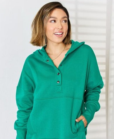 Emerald Half-Snap Long Sleeve Hoodie