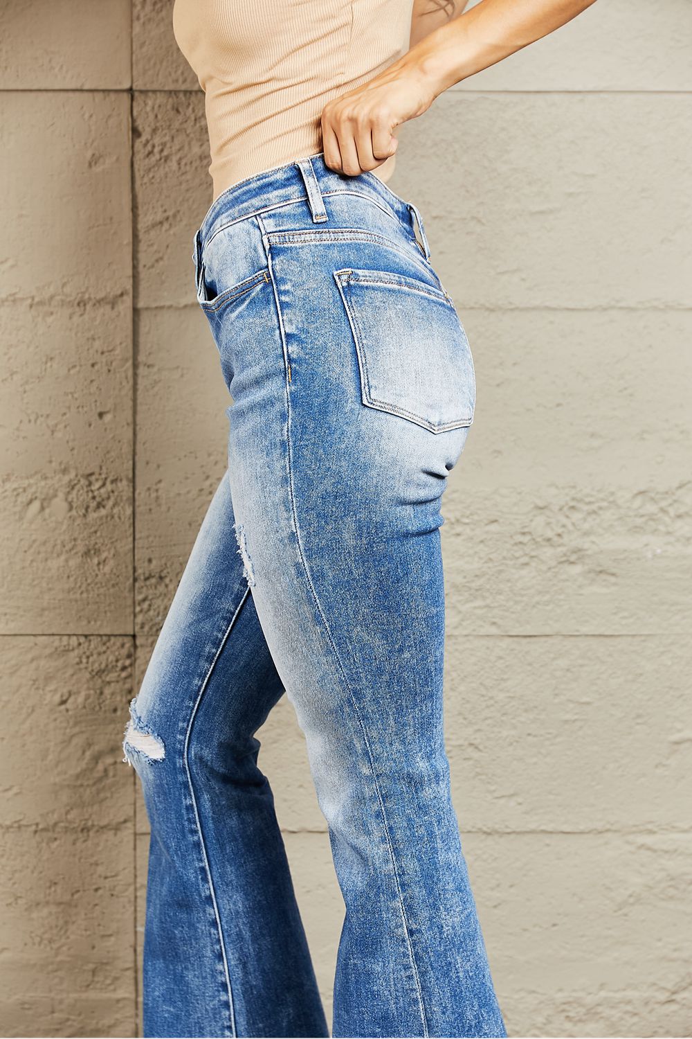 Izzie Mid-Rise Bootcut Jeans | Bayeas