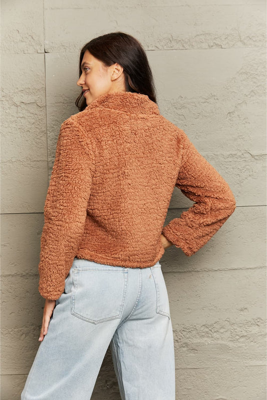 Fluffy Caramel Collared Teddy Jacket