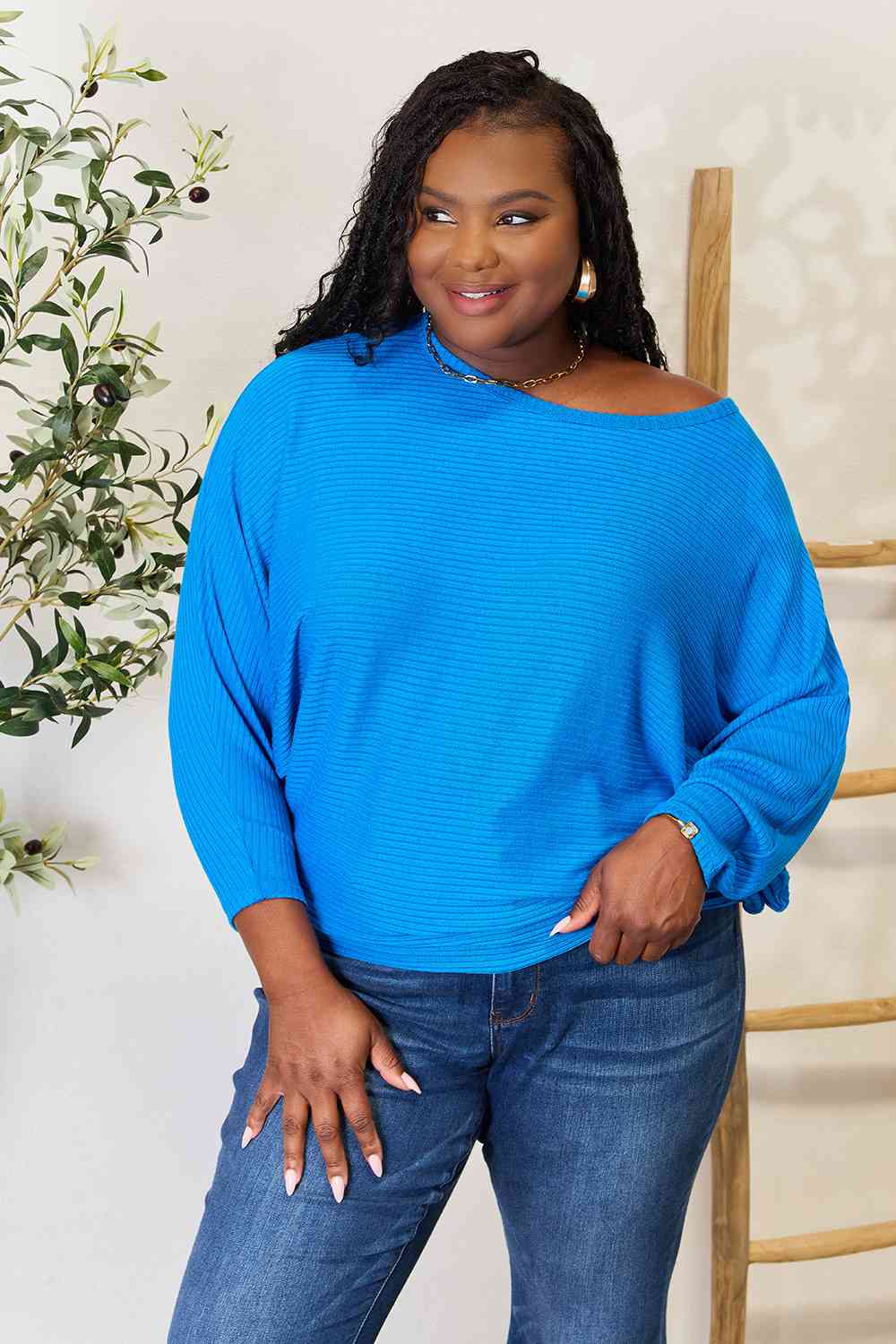 Cobalt Batwing Blouse