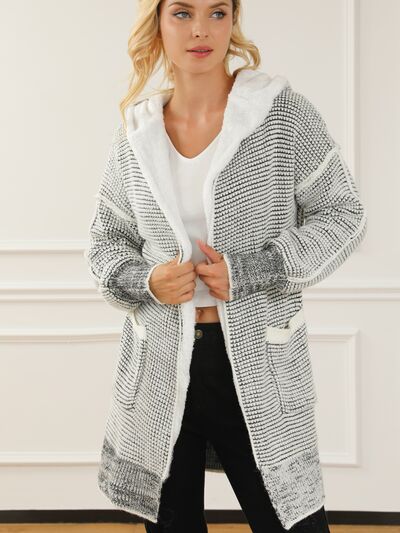 Open Front Hooded Winter Coat