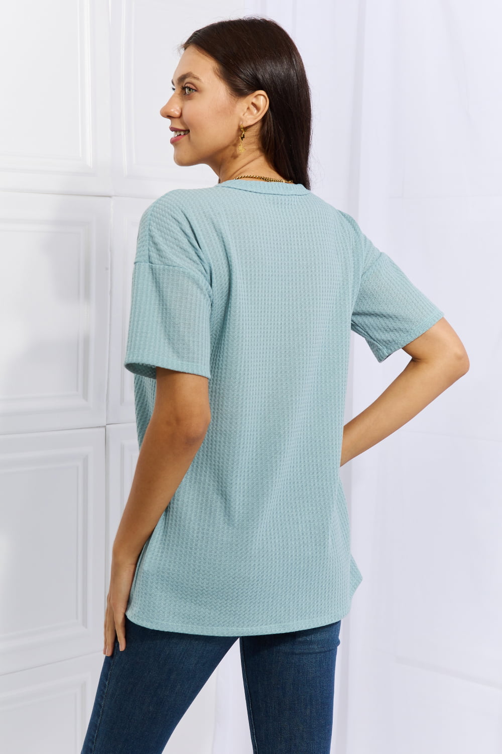 Made For You Waffle Top | Blue