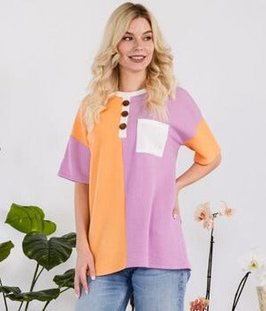 Color Block Short Sleeve Top