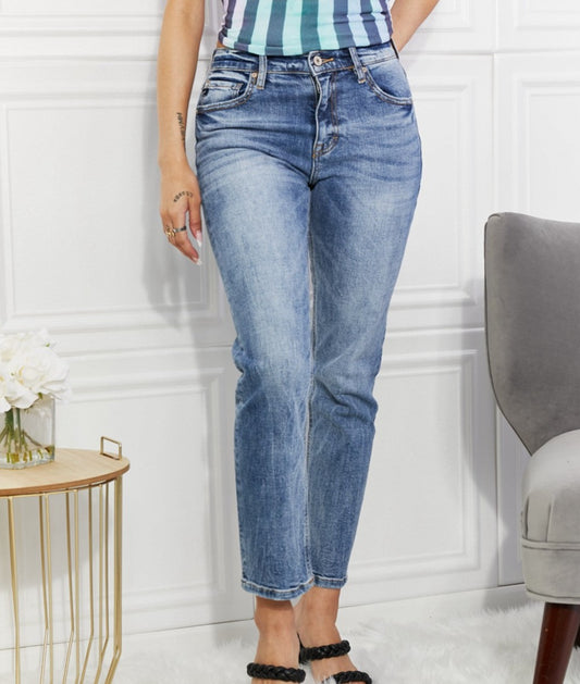 Amara High Rise Slim Straight Jeans | Kancan