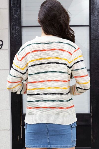 Rainbow Striped Long Sleeve Sweater