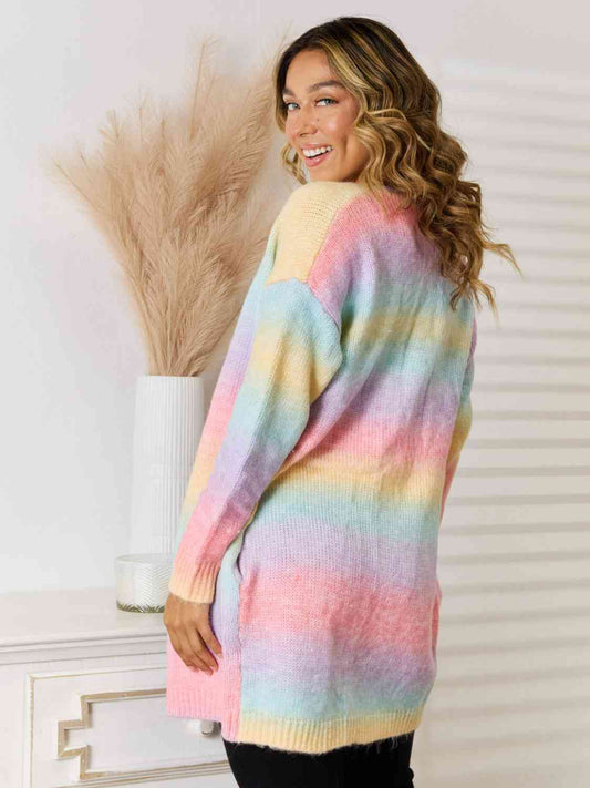 Rainbow Gradient Open Front Cardigan