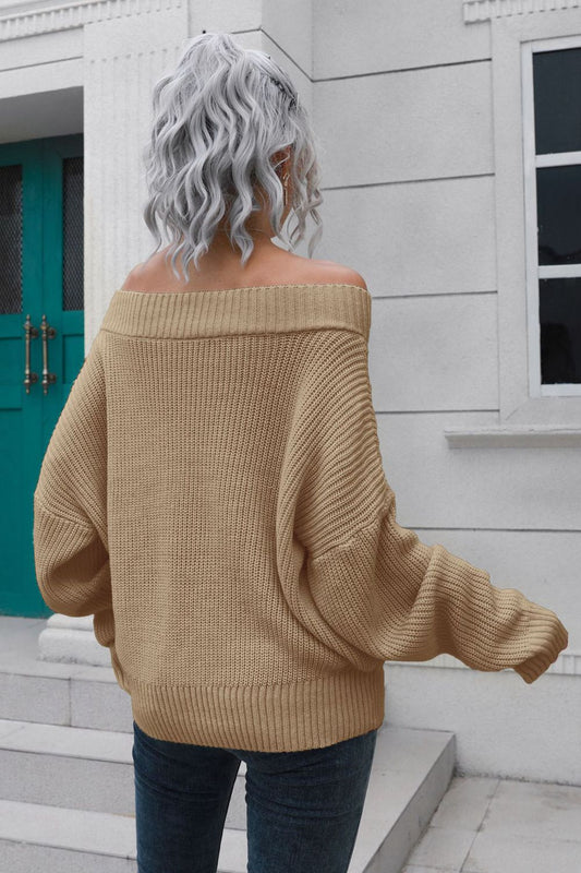 Victoria Off-Shoulder Ribbed Sweater