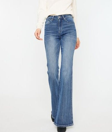Cat's Whiskers High-Waist Flare Jeans | Kancan