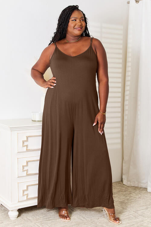 Ultra Soft Spaghetti Strap Wide Leg Jumpsuit