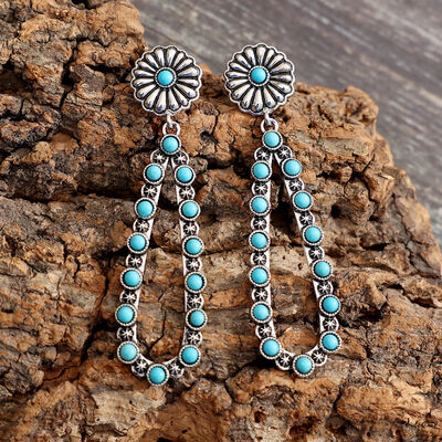 Flower Turquoise Teardrop Earrings