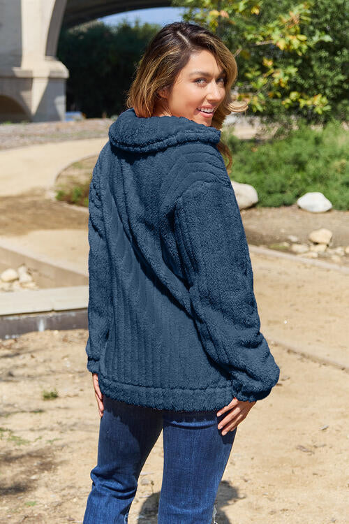 Fluffy Zip-Up Collared Jacket | Multiple Colors