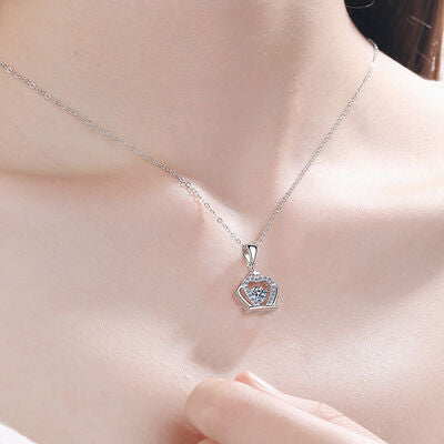 Moissanite Crown Sterling Silver Necklace