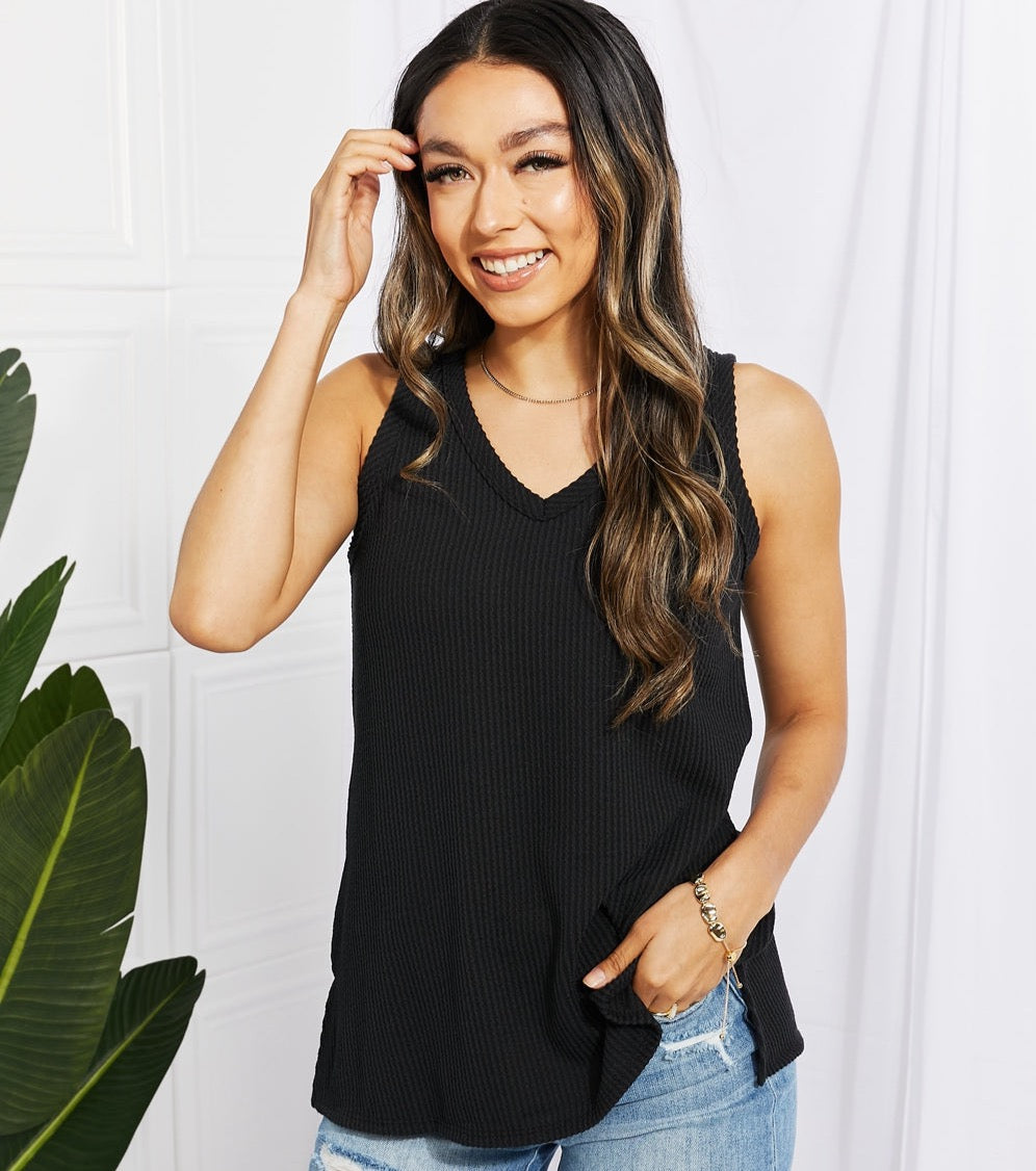 Chance of Sun Ribbed Tank | Black